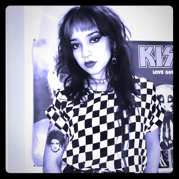 Retro checkered silk shirt - Picture 1 of 3